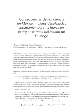 Consecuencias de la violencia en México: mujeres desplazadas internamente por la fuerza en la región serrana del estado de Durango Miniatura