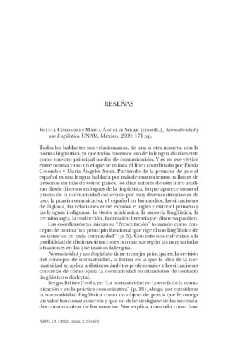 Reseña del libro: Josefina García Fajardo, Semántica de la oración. Instrumentos para su análisis, El Colegio de México, México, 2009, 198 pp. Miniatura