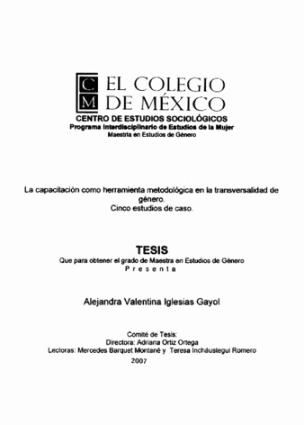 La capacitación como herramienta metodológica en la transversalidad de género: cinco estudios de caso Miniatura