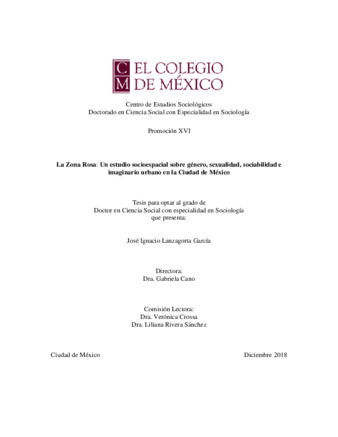La Zona Rosa : un estudio socioespacial sobre género, sexualidad, sociabilidad e imaginario urbano en la Ciudad de México thumbnail
