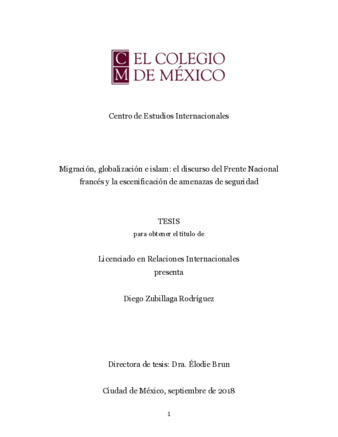 Migración, globalización e islam : el discurso del Frente Nacional francés y la escenificación de amenazas de seguridad Miniatura