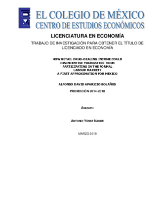 How retail drug-dealing income could disincentive youngsters from participating in the formal labour market? a first approximation for Mexico Miniatura