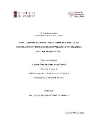 Conflictos socioambientales y conocimiento ambiental : negociaciones y procesos de recuperación post desastre. Palu, Sulawesi Central thumbnail