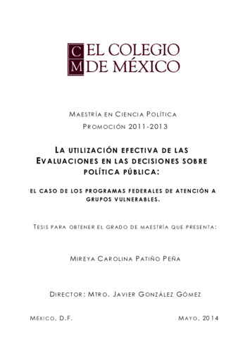 La utilización efectiva de las evaluaciones en las decisiones sobre política pública: el caso de los programas federales de atención a grupos vulnerables thumbnail