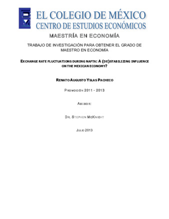 Exchange rate fluctuations during NAFTA: a (de)stabilizing influence on the Mexican economy Miniatura