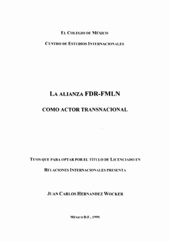 La alianza FDR-FMLN: como actor transnacional Miniatura