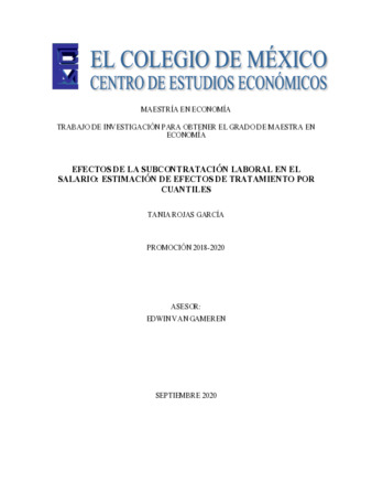 Efectos de la subcontratación laboral en el salario : estimación de efectos de tratamiento por cuantiles Miniatura