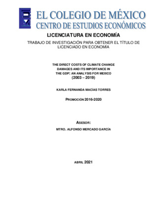 The direct costs of climate change damages and its importance in the GDP : an analysis for Mexico (2003-2019) thumbnail