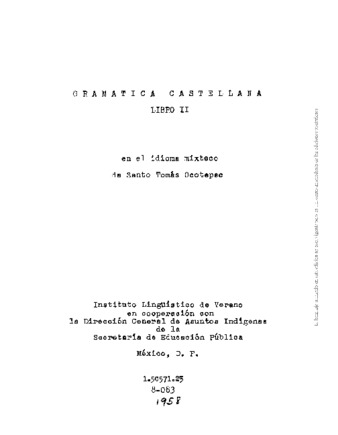 Gramática castellana : libro II : en el idioma mixteco de Santo Tomás Ocotepec thumbnail