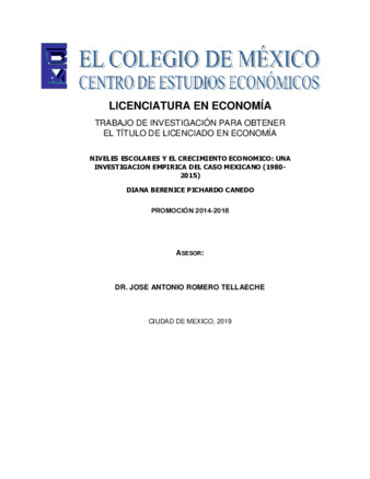 Niveles escolares y el crecimiento económico : una investigación empírica del caso mexicano (1980-2015) Miniatura