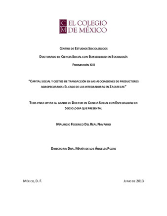 Capital social y costos de transacción en las asociaciones de productores agropecuarios: el caso de las integradoras en Zacatecas thumbnail