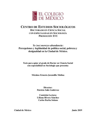 Yo (no) merezco abundancia : percepciones y legitimidad de política social, pobreza y desigualdad en la Ciudad de México Miniatura