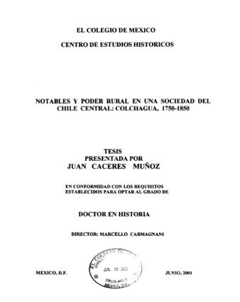 Notables y poder rural en una sociedad del Chile central: Colchagua, 1750-1850 Miniatura