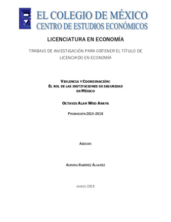 Violencia y coordinación : el rol de las instituciones de seguridad en México Miniatura