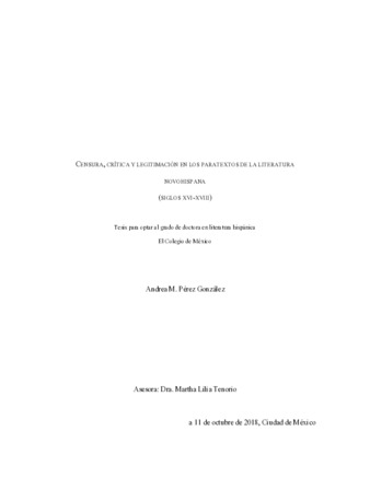 Censura, crítica y legitimación en los paratextos de la literatura novohispana : (siglos XVI-XVIII) Miniatura