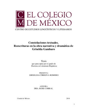 Constelaciones textuales : reescrituras en la obra narrativa y dramática de Griselda Gambaro Miniatura