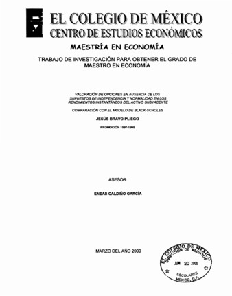 Valoración de opciones en ausencia de los supuestos de independencia y normalidad en los rendimientos instantáneos del activo subyacente: comparación con el modelo de Black-Scholes Miniatura