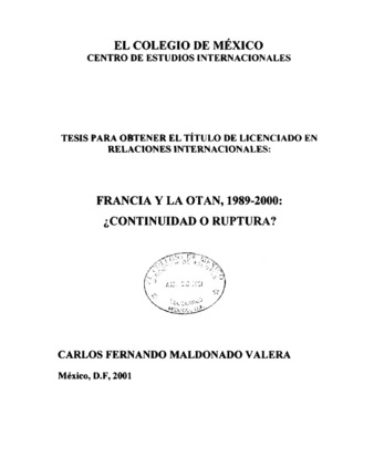 Francia y la OTAN, 1989-2000: continuidad o ruptura? Miniatura