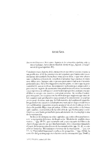 Reseña del libro: Antonio Hidalgo Navarro. Aspectos de la entonación española : viejos y nuevos enfoques. Madrid : Arco Libros, 2006. 95 p. il. (Cuadernos de lengua española ; 89) Miniatura