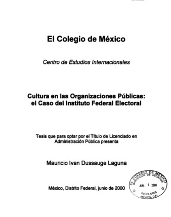 Cultura en las organizaciones públicas: el caso del Instituto Federal Electoral thumbnail