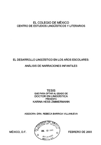 El desarrollo lingüístico en los años escolares: análisis de narraciones infantiles Miniatura