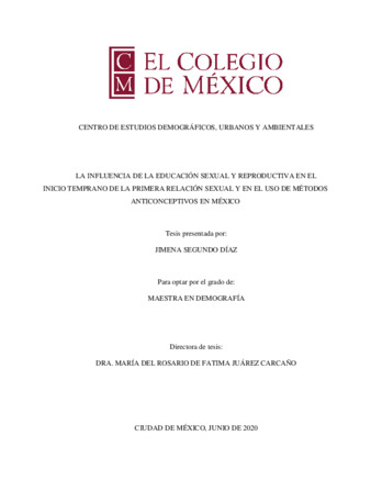 La influencia de la educación sexual y reproductiva en el inicio temprano de la primera relación sexual y en el uso de métodos anticonceptivos en México thumbnail