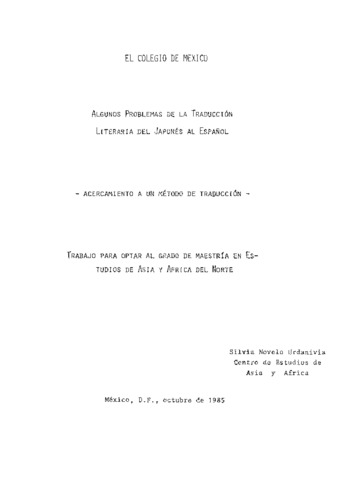 Algunos problemas de la traducción literaria del japonés al español: acercamiento a un método de traducción Miniatura