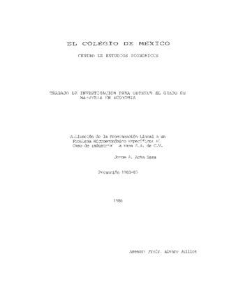 Aplicación de la programación lineal a un problema microeconómico específico: el caso de Industrial la Fama, S.A. de C.V. thumbnail