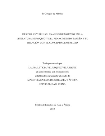 De zorras y brujas: análisis de motivos en la literatura Ming/Qing y del renacimiento tardío y su relación con el concepto de otredad Miniatura