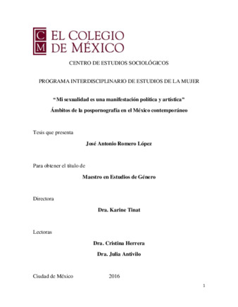 Mi sexualidad es una manifestación política y artística: ámbitos de la pospornografía en el México contemporáneo Miniatura