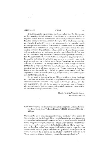 Reseña del libro: Giovanni Miranda. Osservationi della lingua castigliana. Edición facsimilar. Estudio de Juan M. Lope Blanch. México : UNAM, 1998. xlii, 440 p. Miniatura