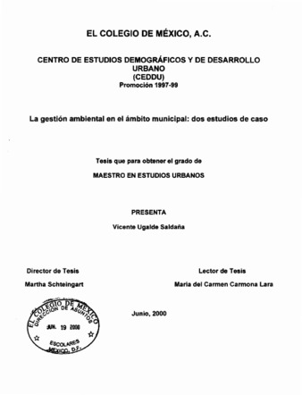 La gestión ambiental en el ámbito municipal: dos estudios de caso thumbnail