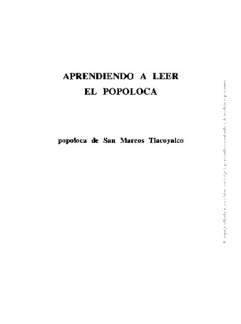 Aprendiendo a leer el popoloca : popoloca de San Marcos Tlacoyalco thumbnail