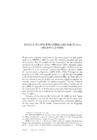 Hacia una edición crítica de Sor Juana: segunda parte Miniatura