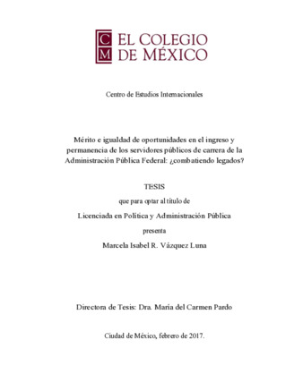 Mérito e igualdad de oportunidades en el ingreso y permanencia de los servidores públicos de carrera de la Administración Pública Federal: ¿combatiendo legados? Miniatura