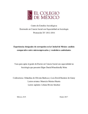 Experiencias desiguales de corrupción en la Ciudad de México: análisis comparativo entre microempresarios y vendedores ambulantes Miniatura