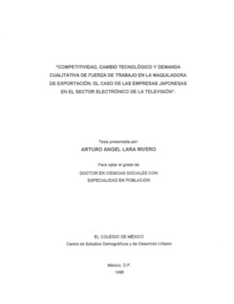 Competitividad, cambio tecnológico y demanda cualitativa de fuerza de trabajo en la maquiladora de exportación: el caso de las empresas japonesas en el sector electrónico de la televisión thumbnail