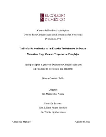 La profesión académica en las escuelas profesionales de danza : narrativas biográficas de trayectorias complejas Miniatura