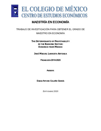 The determinants of profitability in the banking sector : evidence from Mexico Miniatura