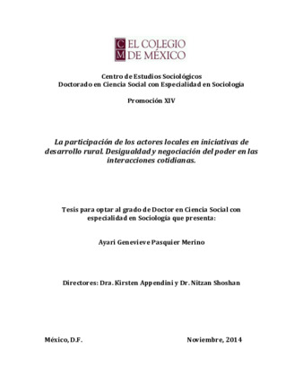 La participación de los actores locales en iniciativas de desarrollo rural: desigualdad y negociación del poder en las interacciones cotidianas thumbnail