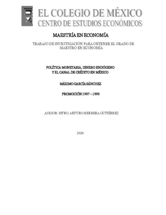 Política monetaria, dinero endógeno y el canal de crédito en México Miniatura