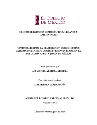 Comorbilidad de la diabetes con enfermedades cardiovasculares o con insuficiencia renal en la población adulta joven de México Miniatura