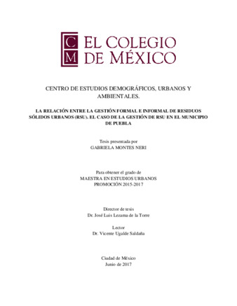 La relación entre la gestión formal e informal de residuos sólidos urbanos (RSU): el caso de la gestión RSU en el municipio de Puebla thumbnail