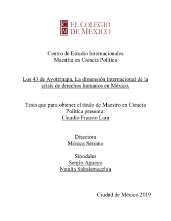 Los 43 de Ayotzinapa : la dimensión internacional de la crisis de derechos humanos en México Miniatura