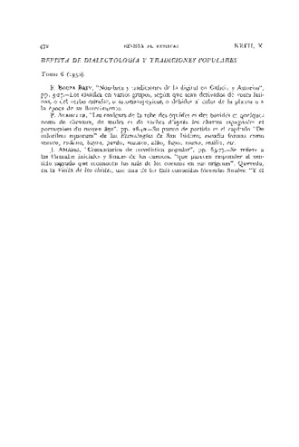 Reseña de la revista: Revista de dialectología y tradiciones populares: Tomo 6 (1950), tomo 7 (1951) Miniatura