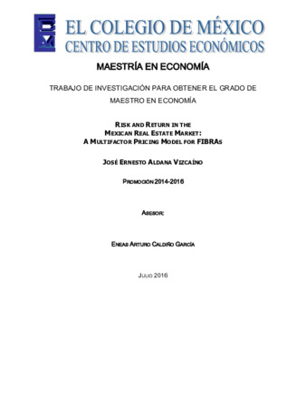 Risk and return in the Mexican real estate market: a multifactor pricing model for FIBRAs Miniatura