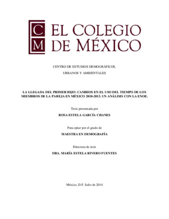 La llegada del primer hijo: cambios en el uso del tiempo de los miembros de la pareja en México 2010-2013 : un análisis con la ENOE Miniatura