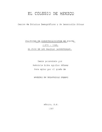 Políticas de industrialización en Sonora (1979-1985): el caso de los parques industriales thumbnail