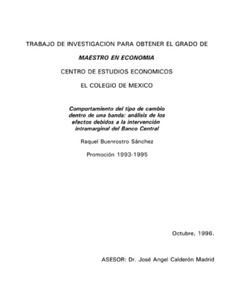 Comportamiento del tipo de cambio dentro de una banda: análisis de los efectos debidos a la intervención intramarginal del Banco Central Miniatura