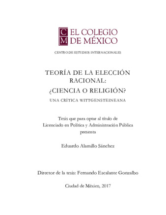 Teoría de la elección racional: ¿ciencia o religión? : una crítica wittgensteineana Miniatura